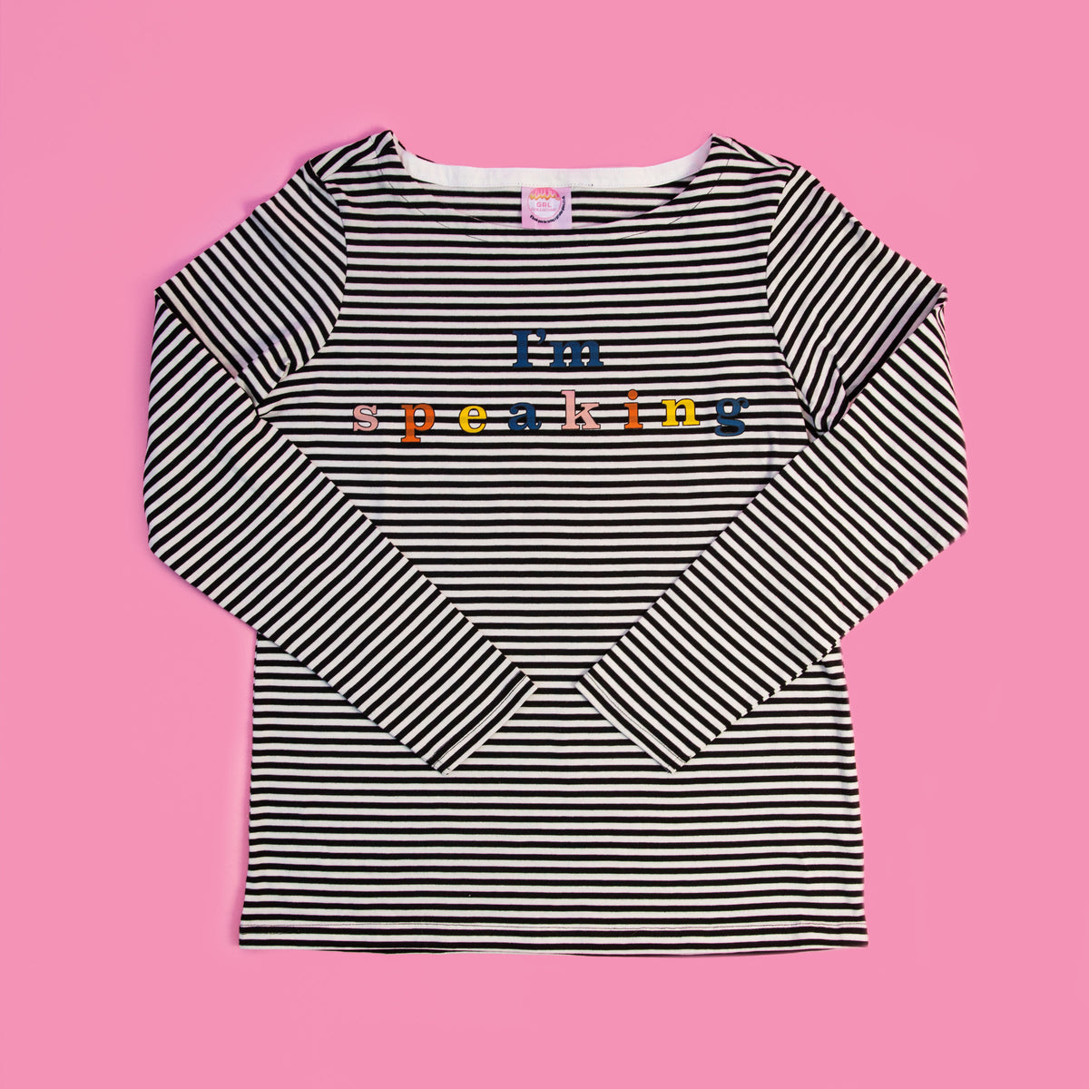 Pink and black striped long sleeve cheap