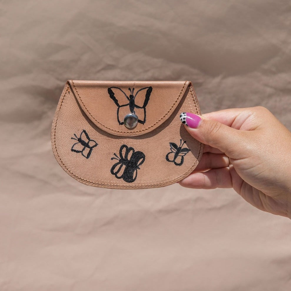 Butterfly leather coin purse