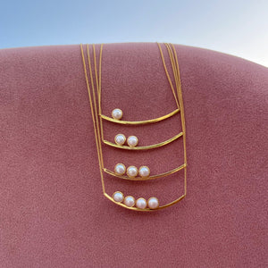 Breastfeeding we did it necklace! 4 versions available with 1, 2,3 & 4 pearls. Pearls resting on top of gold bar. Sterling silver/ gold plated. 