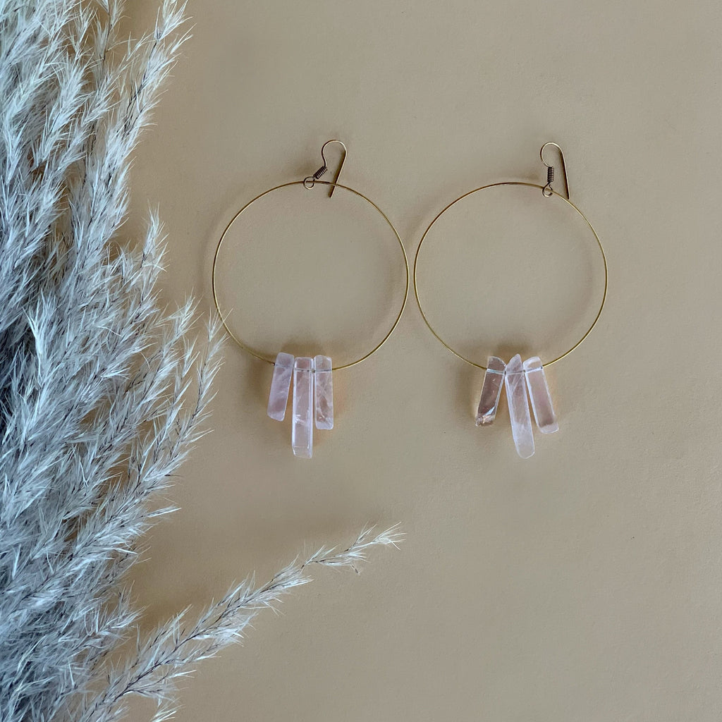 Rose Quartz Tabitha Hoops