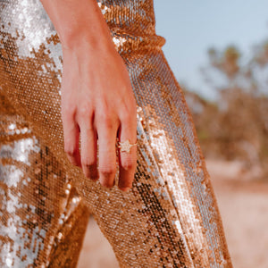 Gold plated pave star ring. Handmade in India. Designed by Latina brand GRL Collective.